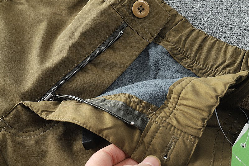 Calça Cargo de Ferramentas com Forro de Lã Grosso Impermeável para Homens e Mulheres, Inverno, Exterior, com Vários Bolsos, Solta, Reta, Macacão, Calça Comprida