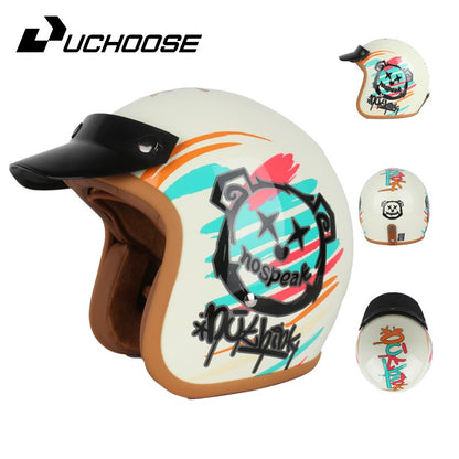 DOT Open Face Casco Moto for Motorcycle Accessories Men Moto Helmets Certificated Retro Motorcycle Helmet Cafe Racer