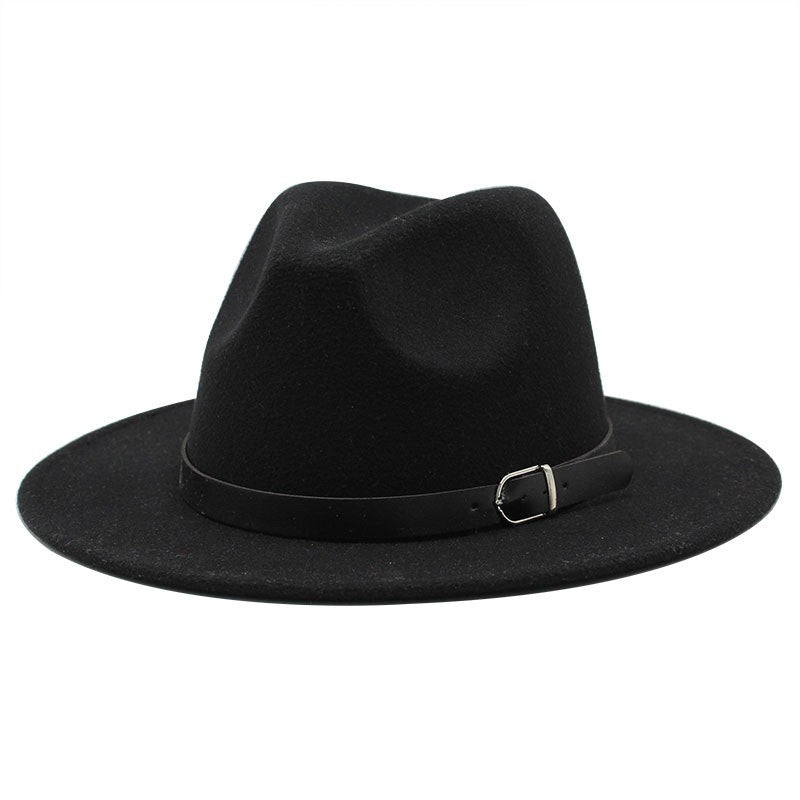 Men's fedora hat Men's and women's universal solid color fedora hat Women's 21 color wide brim jazz hat Autumn and winter Britis
