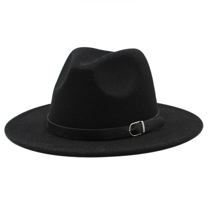 Men's fedora hat Men's and women's universal solid color fedora hat Women's 21 color wide brim jazz hat Autumn and winter Britis