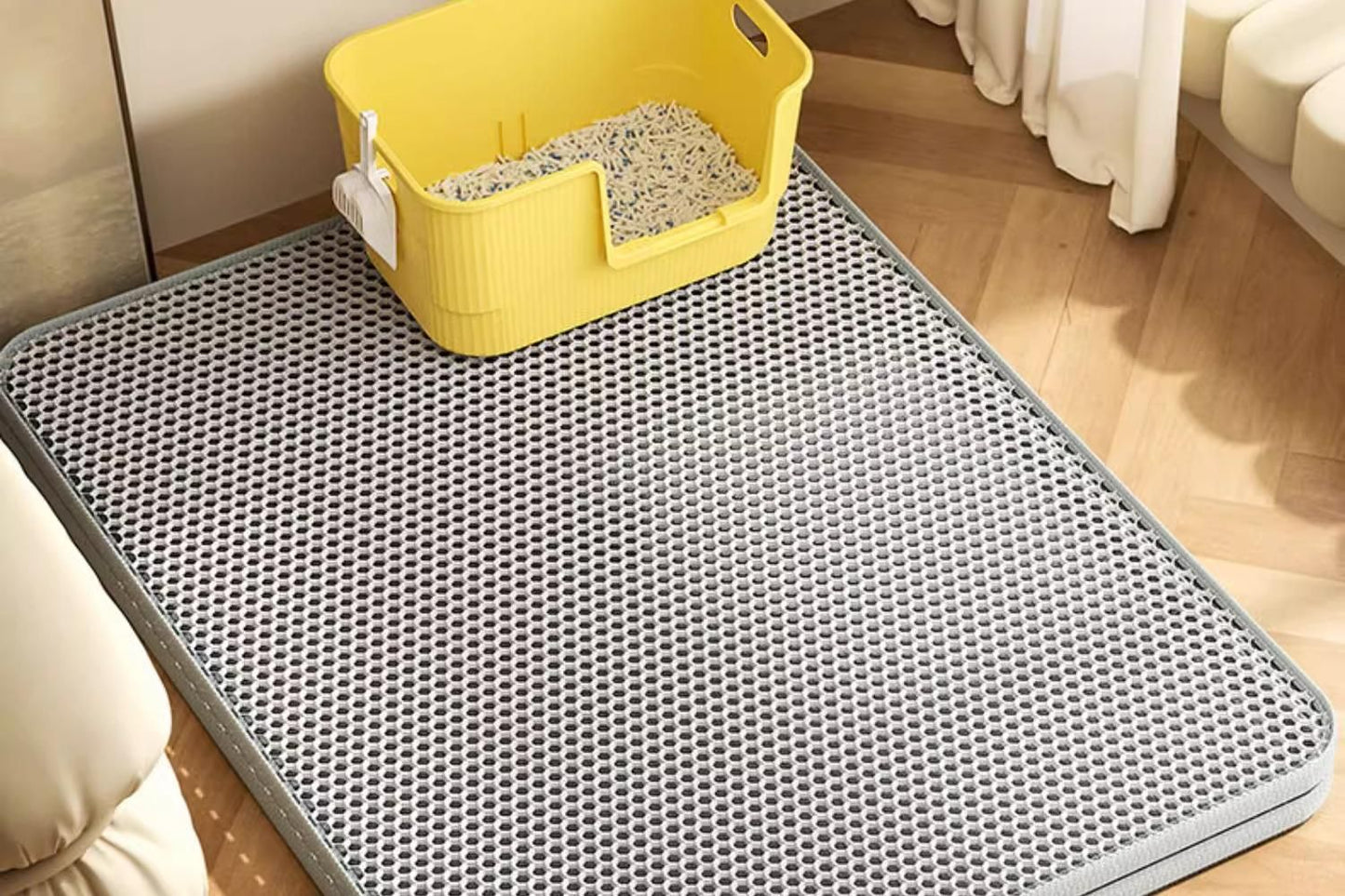 Tapete Higiênico Extra Grande para Gatos, Impermeável, Dupla Camada, Antiderrapante, Lavável, Protetor de Chão, Retentor de Areia para Caixa de Areia