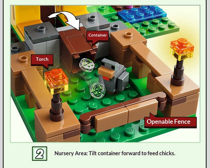 Lego Minecraft Série 21585 Fazenda de Galinhas Quebra-Cabeça Infantil Montar Blocos de Construção Brinquedo de Presente
