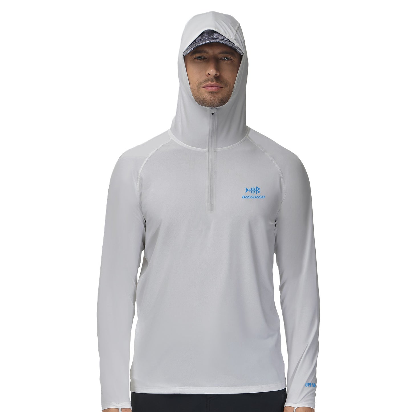 Camisa de Pesca Masculina BASSDASH com Zíper 1/4 UPF 50+ Secagem Rápida Manga Longa Proteção Solar FS24M