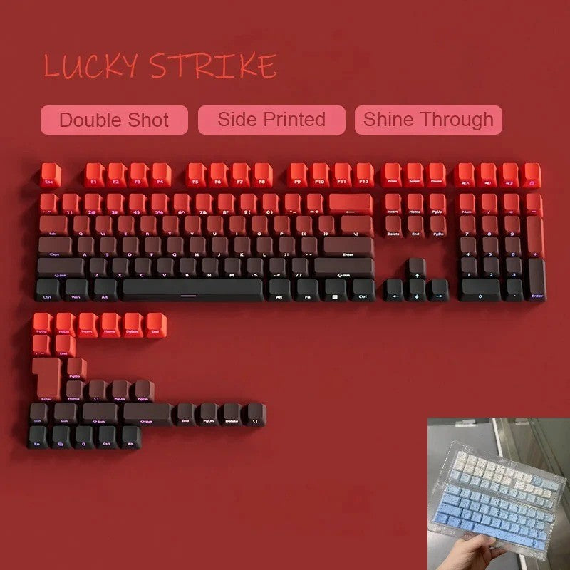 Novas Teclas 133 Gradiente Verde Shine Through Keycaps Impressão Lateral PBT Keycap Perfil Cherry Double Shot para Teclados Mecânicos