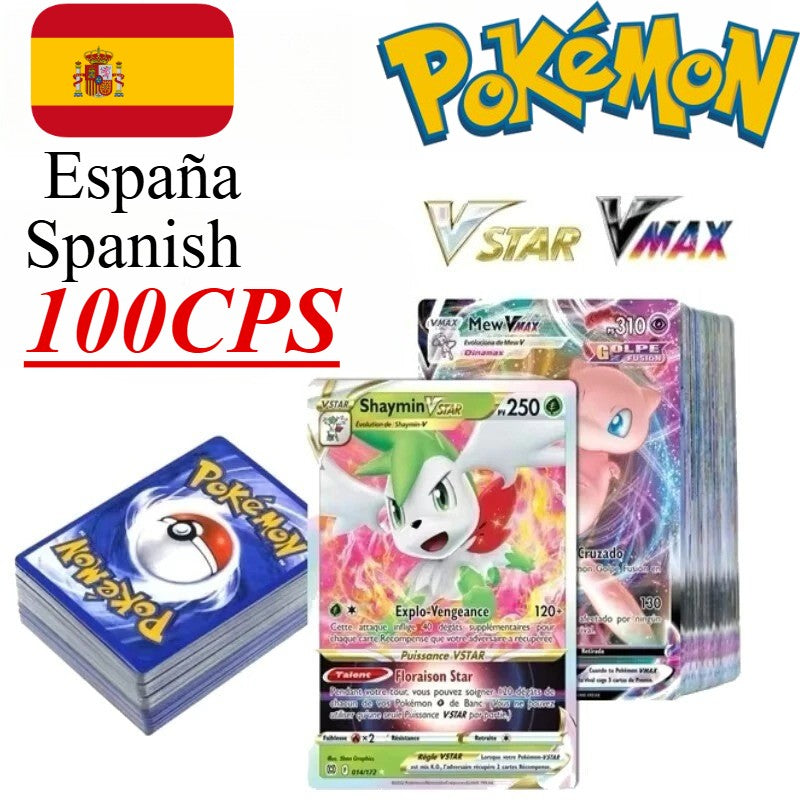 Cartas de Jogo Pokémon em Inglês/Alemão/Espanhol/Coreano/Francês Pikachu Mew Coleção de Cartas Colecionáveis PTCG Brinquedos de Presente Cartas de Jogo de Mesa