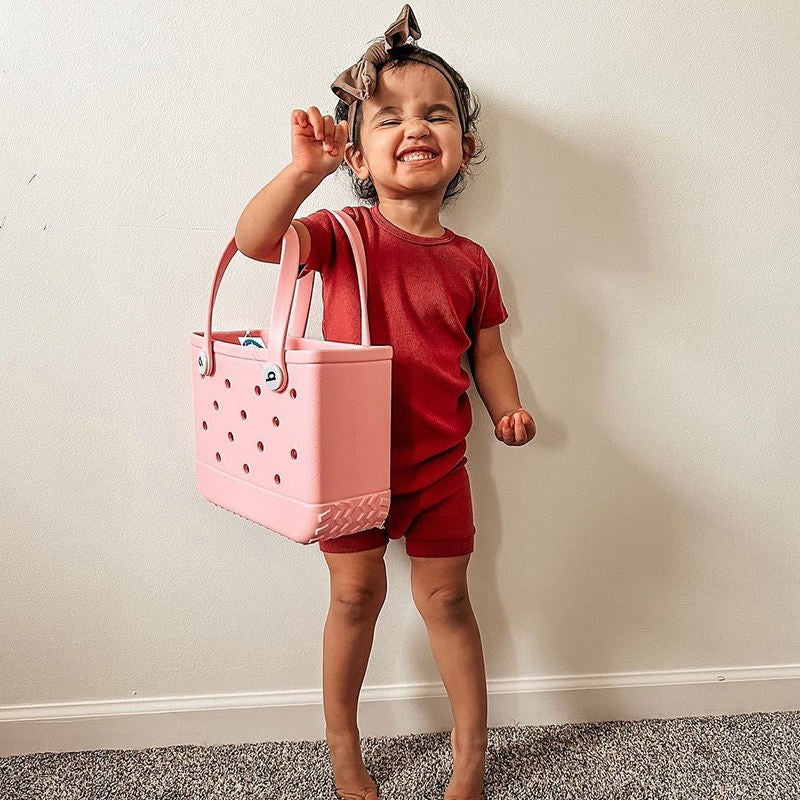 Fashion Large Beach Bags EVA Rubber Waterproof Storage Baskets Travel Shopping Handbag Women Shoulder Solid Color Jelly Bag