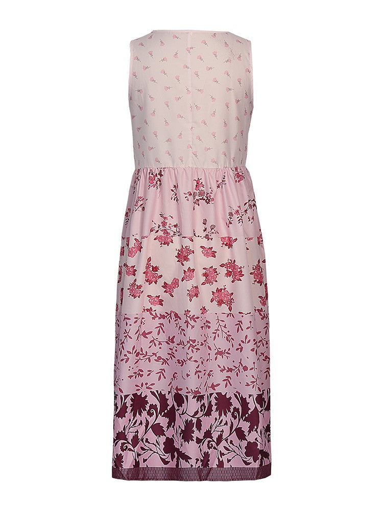 Plus Size Casual Women's Midi Dress 2025 Summer New Floral Printed Sleeveless Fl