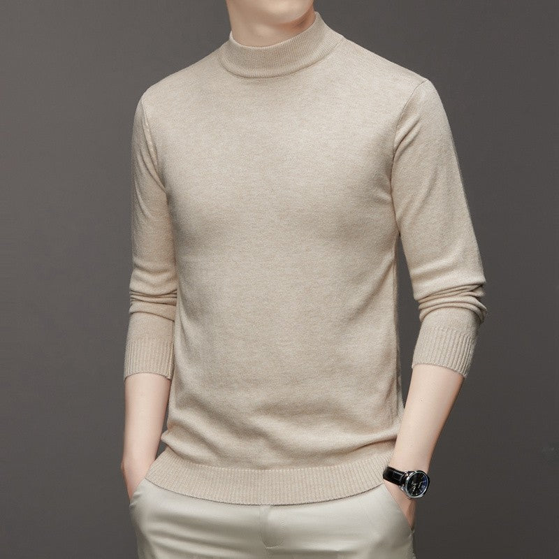 Half Turtleneck Knitwear Sweater New Autumn/Winter Mock Neck Sweatshirts Solid Color Pullovers Man Brand Casual Mens Clothing