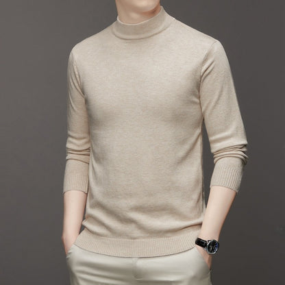 Half Turtleneck Knitwear Sweater New Autumn/Winter Mock Neck Sweatshirts Solid Color Pullovers Man Brand Casual Mens Clothing