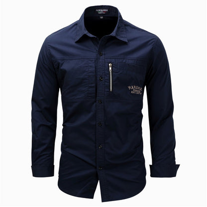Cargo Shirts For Men Military Style Casual Long Sleeve Tactical Shirts Men's Spring Pocket Button Male Shirts Letter Embroidery