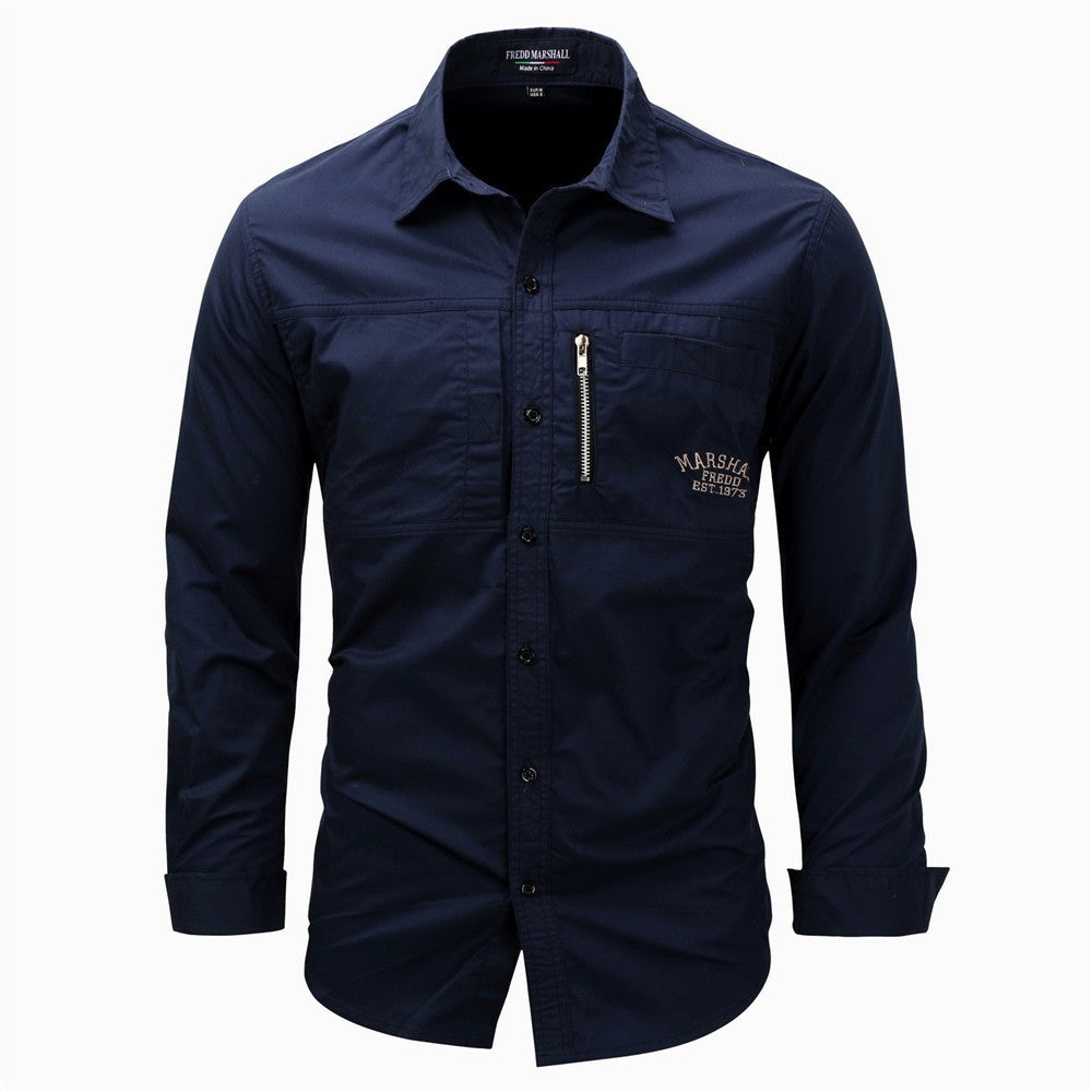 Cargo Shirts For Men Military Style Casual Long Sleeve Tactical Shirts Men's Spring Pocket Button Male Shirts Letter Embroidery