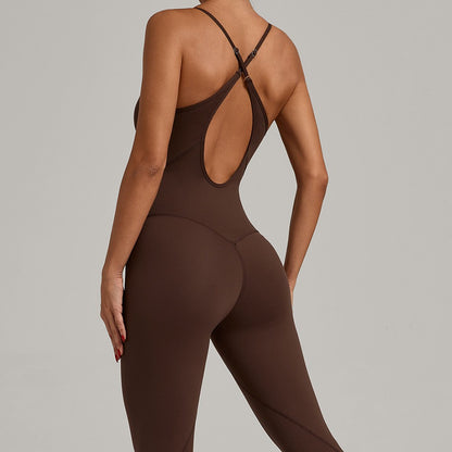 JUREN Fitness Jumpsuit Women Tracksuit Sports Playsuit Running One Piece Yoga Suit Scrunch Backless Set Rompers Gym Clothes