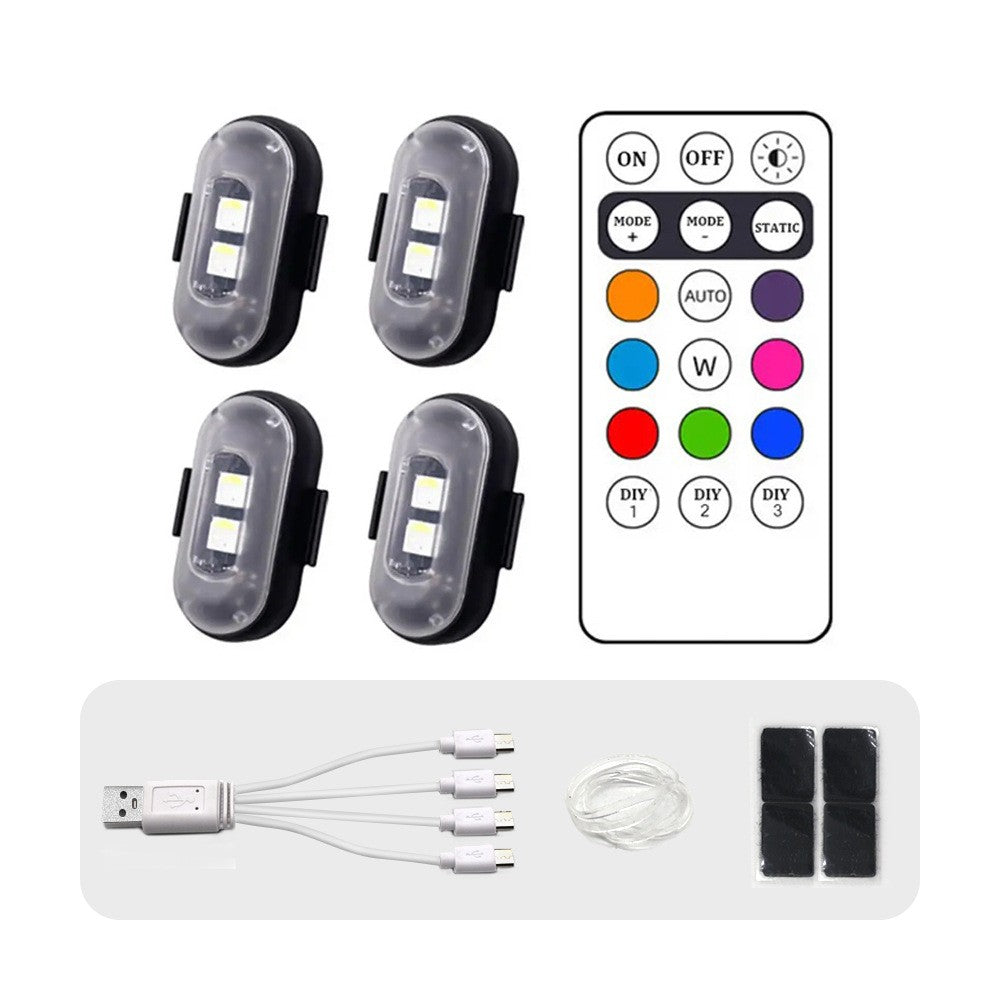 Wireless Remote LED Strobe Light 8 Colors USB Rechargeable Car Motorcycle Bike Aircraft Warning Anti-collision Flashing Lamp