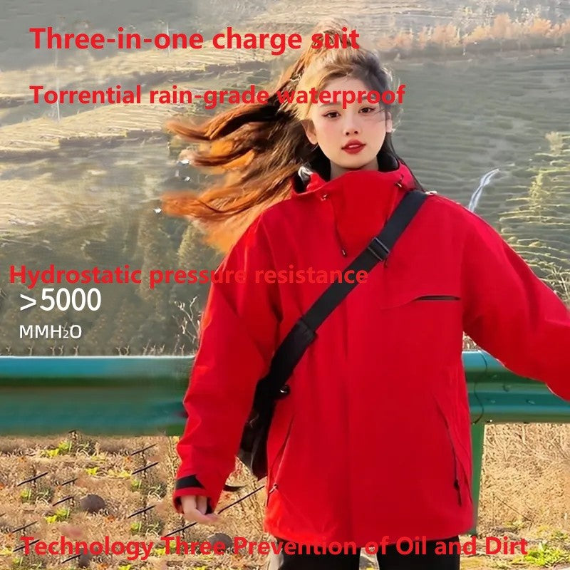 Hiking Jacket Waterproof Women Men 3 in 1 Two-Piece Detachable Windproof Waterproof Mountaineering Ski Jackets Men 2025 New