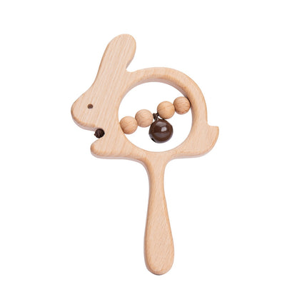Baby Wooden Koala Hand Rattles Teether Toys Wooden Ring Montessori Toys Owl Shape Musical Rattle  for Baby Gifts Teething Toys