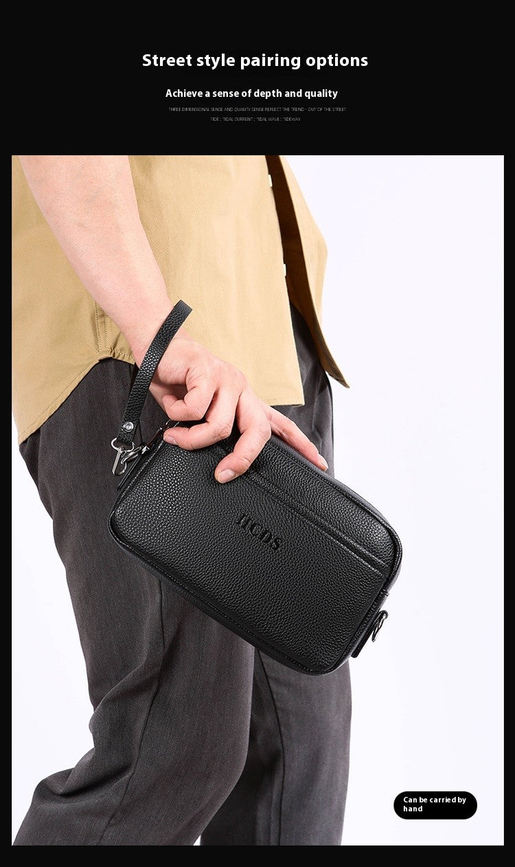 New Style Casual Men's Single Shoulder Bag - Portable Side-Hand Carrying Bag With Wrist Strap - Business-Style Crossbody Bag