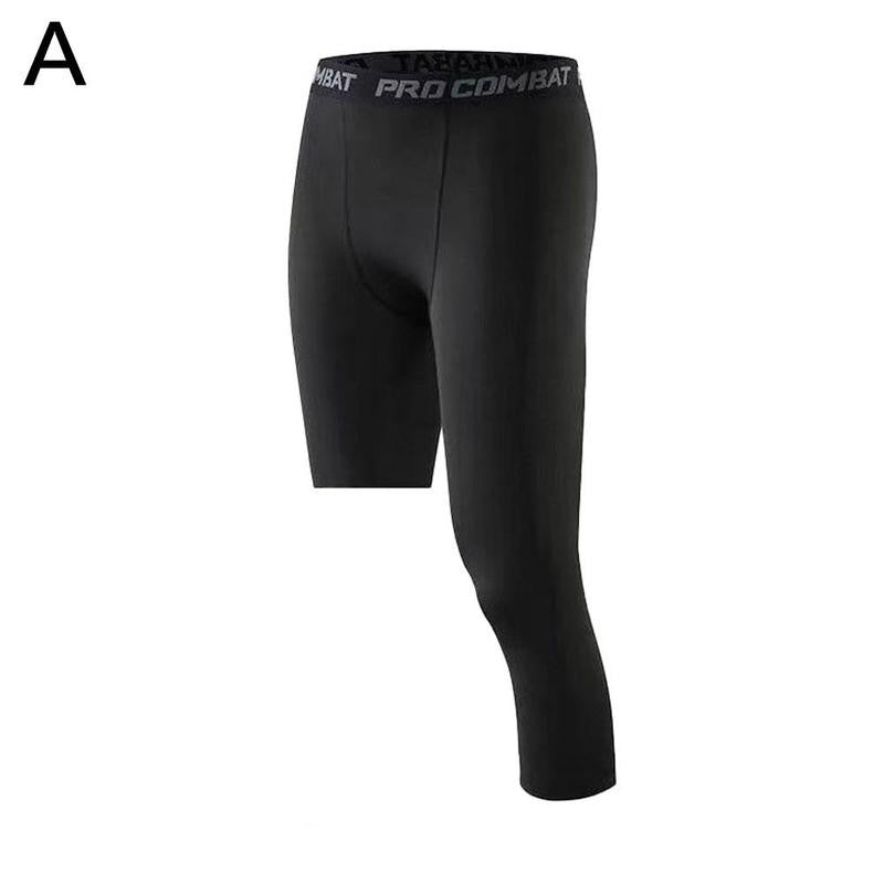 Men One Leg Compression Tights Pants Compression Polyester Sports Training Basketball Tights Pants Athletic Base Layer Tights