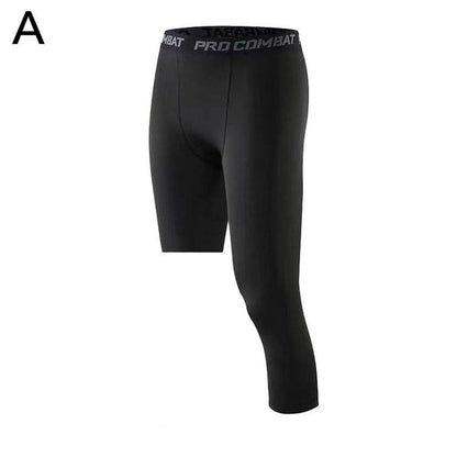 Men One Leg Compression Tights Pants Compression Polyester Sports Training Basketball Tights Pants Athletic Base Layer Tights