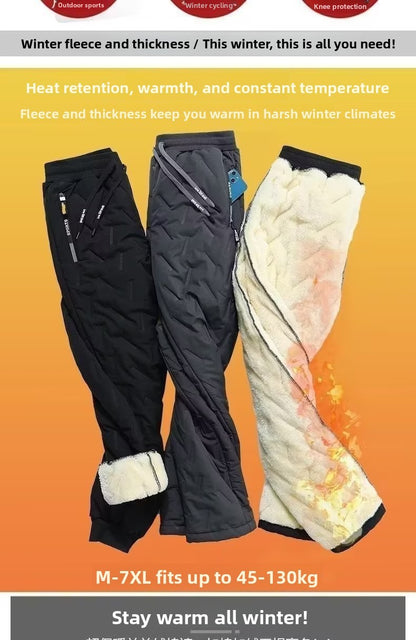 Men's Winter Thiened Fce Lined down Cotton Pants Casual Snowy Work Trousers Warm Lamb Velvet Long Pants Faion Urban Sle