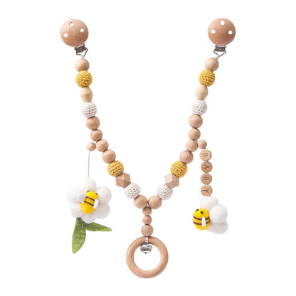 Baby Crochet Stroller Toys Wooden Hanging Ocean Stroller Teething Rattle Bell Animal Mobiles Gym Stroller Pendants Gifts Toys