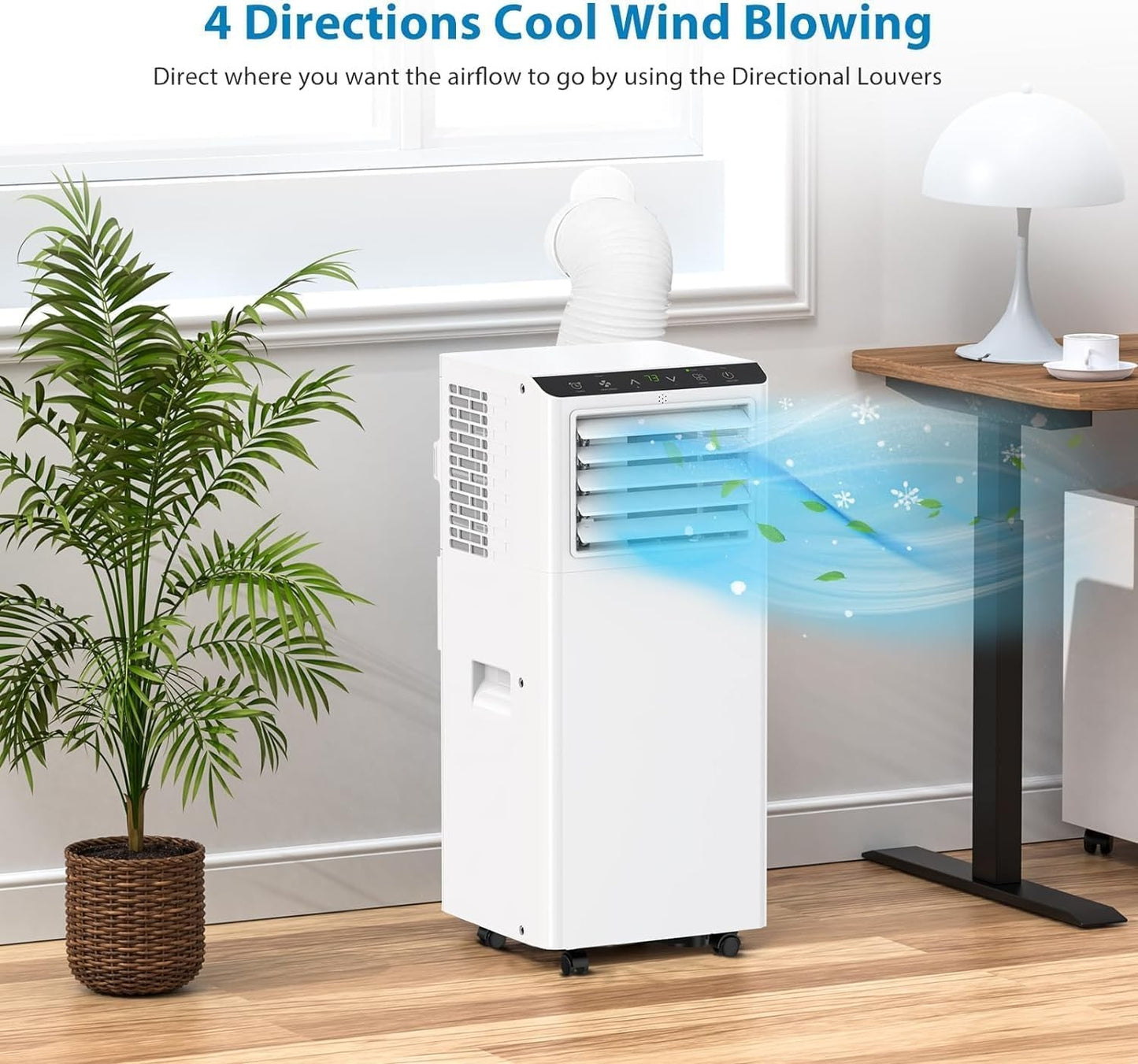 Ar-Condicionado Portátil 8000BTU com Controle Remoto e Timer 24h, Unidade de AC Portátil 3 em 1 de Baixo Ruído com Desumidificador