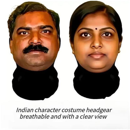 Indian-style party realistic mask headgear, abstract and funny cosplay mask, essential equipment for going out for cycling