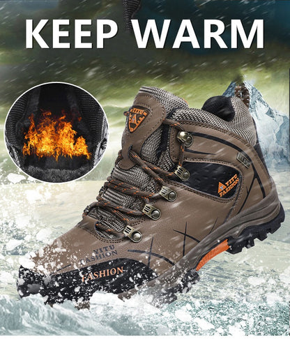 Botas de Neve Masculinas de Inverno Impermeáveis de Couro Tênis Super Quentes Botas Masculinas Botas de Caminhada ao Ar Livre Sapatos de Trabalho Tamanho 39-47