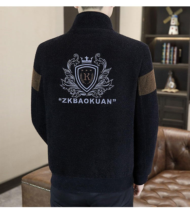 High End Splicing Men's Woolen Coat Winter Thick and Warm Wool Blends Jacket Fashion Casual Social Standing Collar Overcoat 4XL