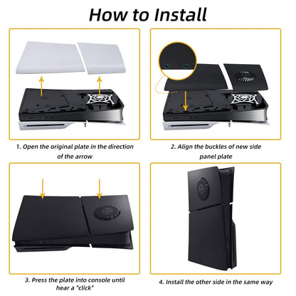 Face Plates for PS5 Slim Disc Edition Only, Anti-Scratch Replacement Panels Cover Plates Shell Case with Cooling Vent,Black