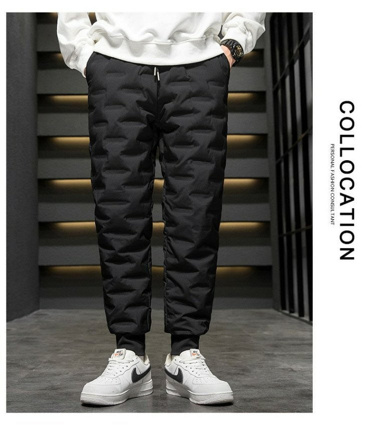 Calças Masculinas de Algodão com Penugem Corta-Vento Impermeáveis Quentes Esportivas de Inverno Soltas para Neve Longas Jovens Casuais Modernas ...