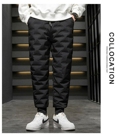 Calças Masculinas de Algodão com Penugem Corta-Vento Impermeáveis Quentes Esportivas de Inverno Soltas para Neve Longas Jovens Casuais Modernas ...