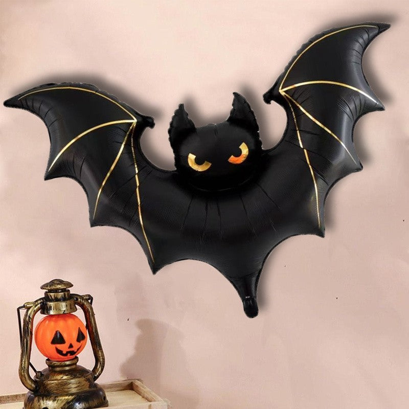 1pc Matte 59-Inch Extra Large Bat Halloween Balloon - Realistic Black & Gray Aluminum Foil Balloon , Halloween Decorations