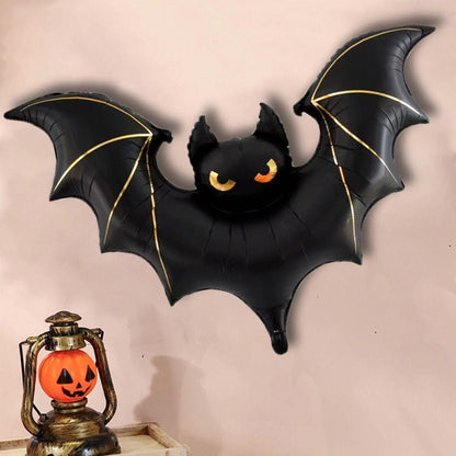 1pc Matte 59-Inch Extra Large Bat Halloween Balloon - Realistic Black & Gray Aluminum Foil Balloon , Halloween Decorations