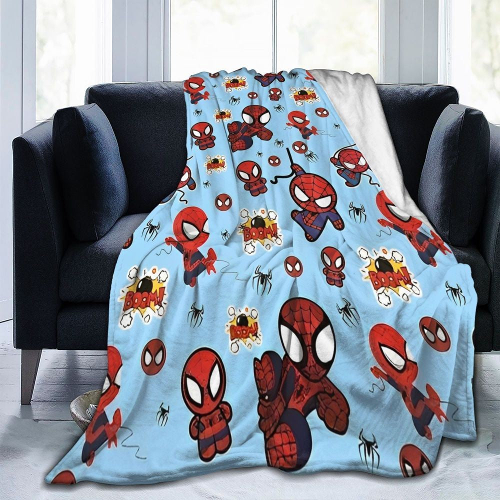 Cobertor de flanela engraçado e quente de desenho animado anime do Homem-Aranha, lindo e legal, para decoração de cama e lounge