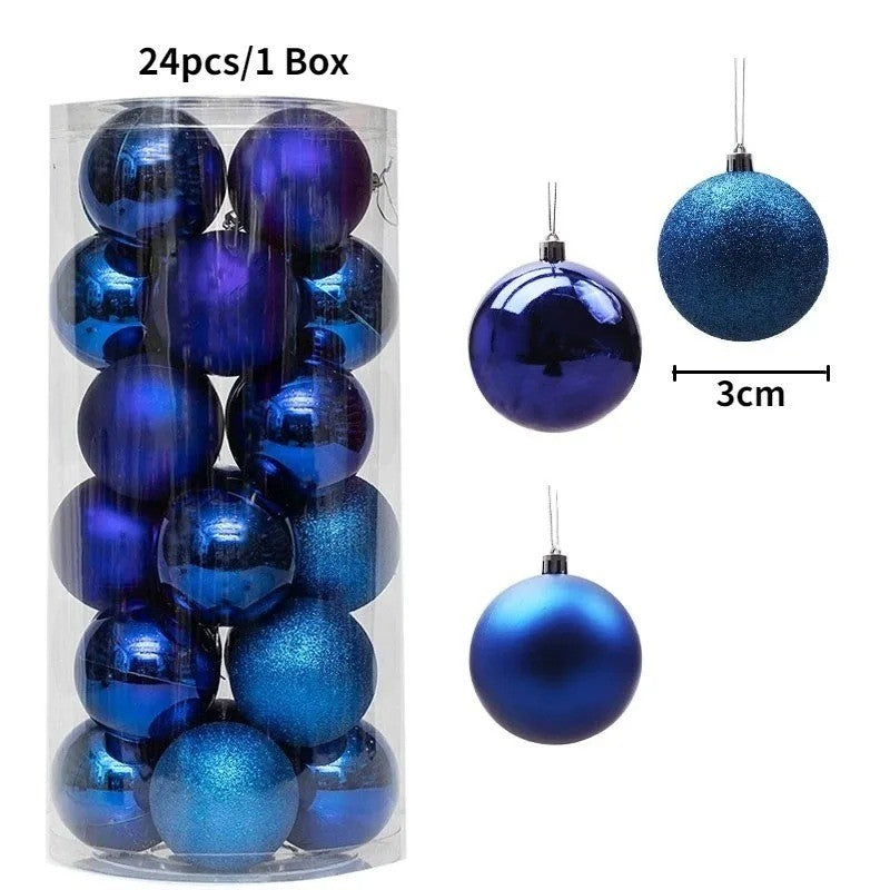 24Pcs 3cm Christmas Balls Christmas Tree Decoration Xmas Hanging Tree Pendants Home Party Christmas Tree Decor New Year Gifts