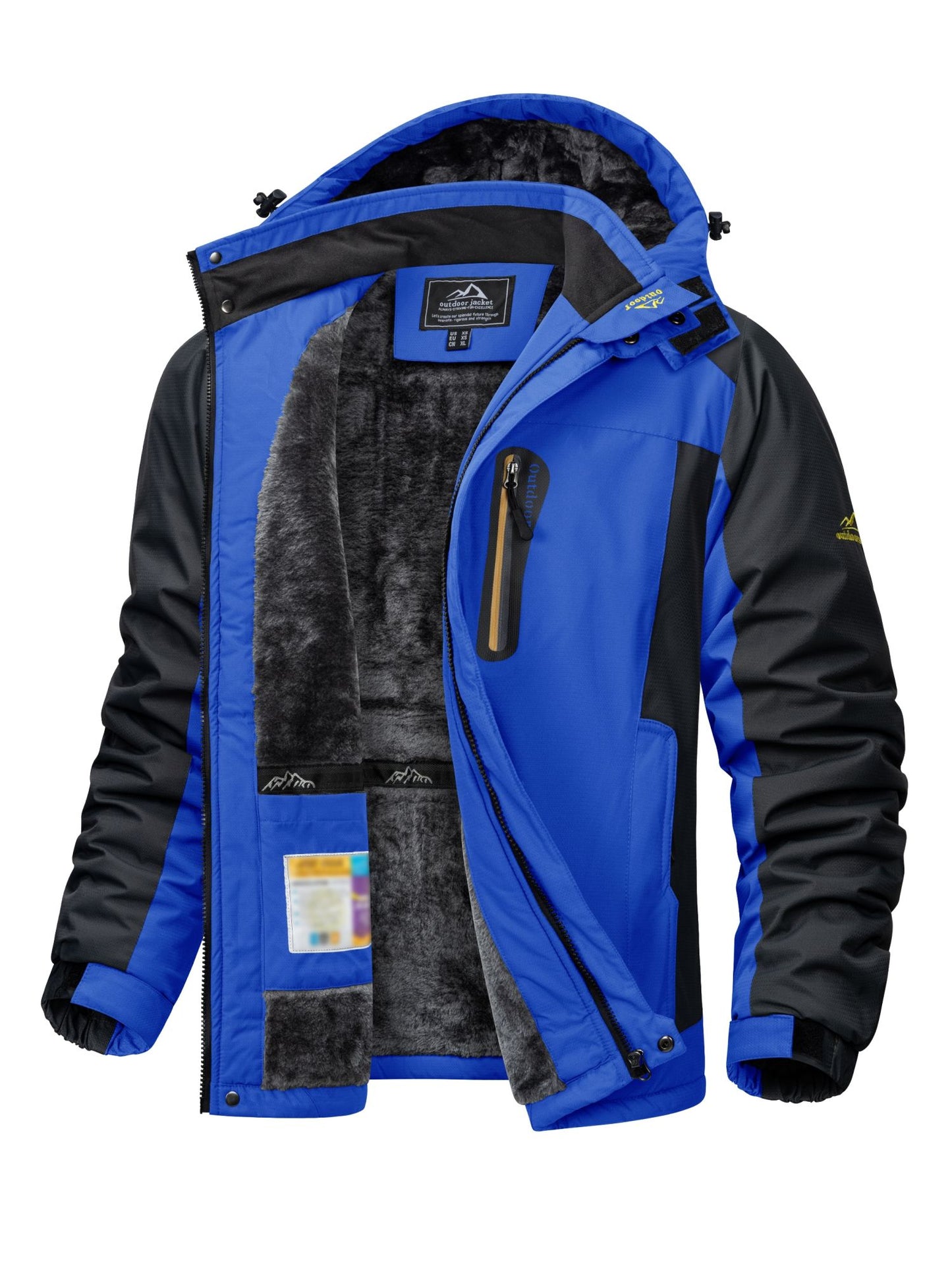 Jaqueta Masculina Impermeável TACVASEN de Inverno Pesada Forrada com Lã, Jaquetas de Esqui e Snowboard, Casacos Corta-Vento com Capuz Removível