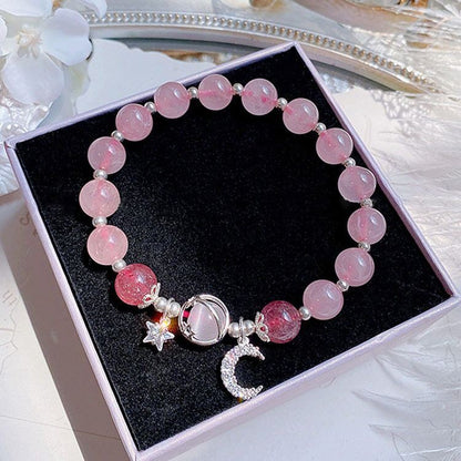 Nova pulseira de cristal com contas simples para mulheres meninas coreanas ins flor raposa pena borla pulseiras melhores amigas joias presentes 2024