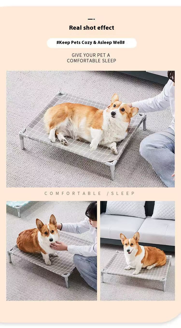 Cama Elevada para Pets com Estrutura em Aço Inoxidável - Cama para Cães Militares para Todas as Estações Removível Lavável Fora do Chão para Pequenos Pets