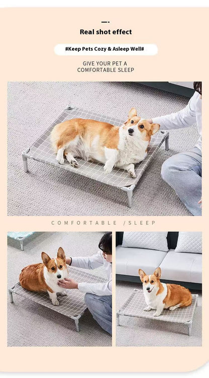 Cama Elevada para Pets com Estrutura em Aço Inoxidável - Cama para Cães Militares para Todas as Estações Removível Lavável Fora do Chão para Pequenos Pets
