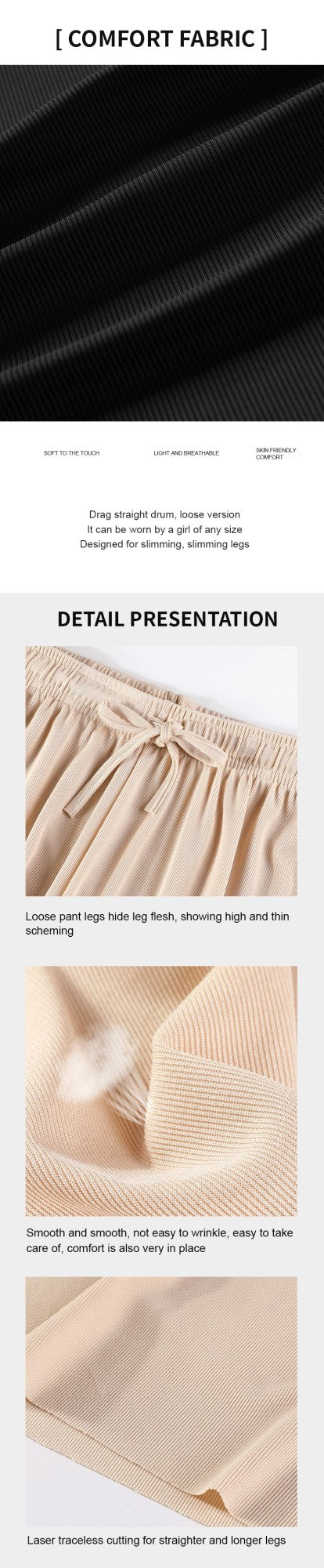 Women Pants Spring Summer Ice Silk Wide Leg Pants 2025 High Waist Loose Straight Casual Pant Female Outdoor Black Trousers