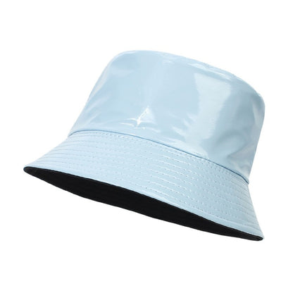 Fashion Shiny Hip-Hop Bucket Hat for Women Men PU Leather Waterproof Panama Cap Summer Fisherman Cap Bob Sun Hat Fishing Cap