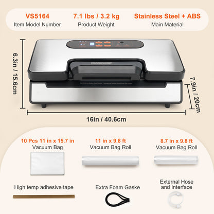 Seladora a Vácuo SucceBuy 90Kpa 130W para Alimentos com 10 Sacos a Vácuo Grátis para Cozinha Doméstica