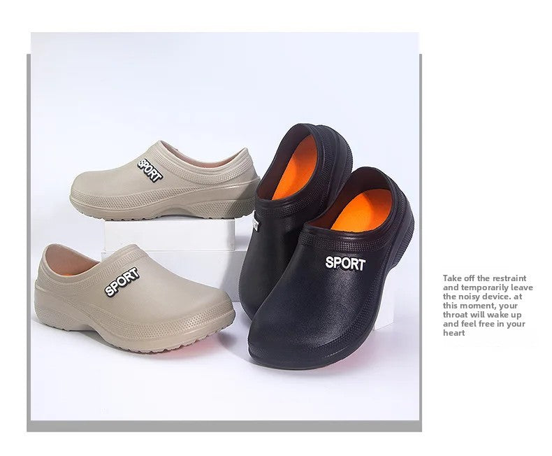 2025 New Kitchen Shoes Non-Slip Oil-Resistant Chef Rain Shoes Restaurant Food Work Shoes Comfortable EVA Material for Men