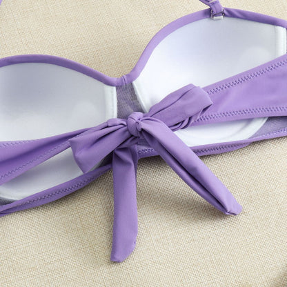 Push Up Bikini Set Women's Swimwear 2024 New Halter Bandeau Underwire Swimsuit Beach Bathing Swimming Suit for Women