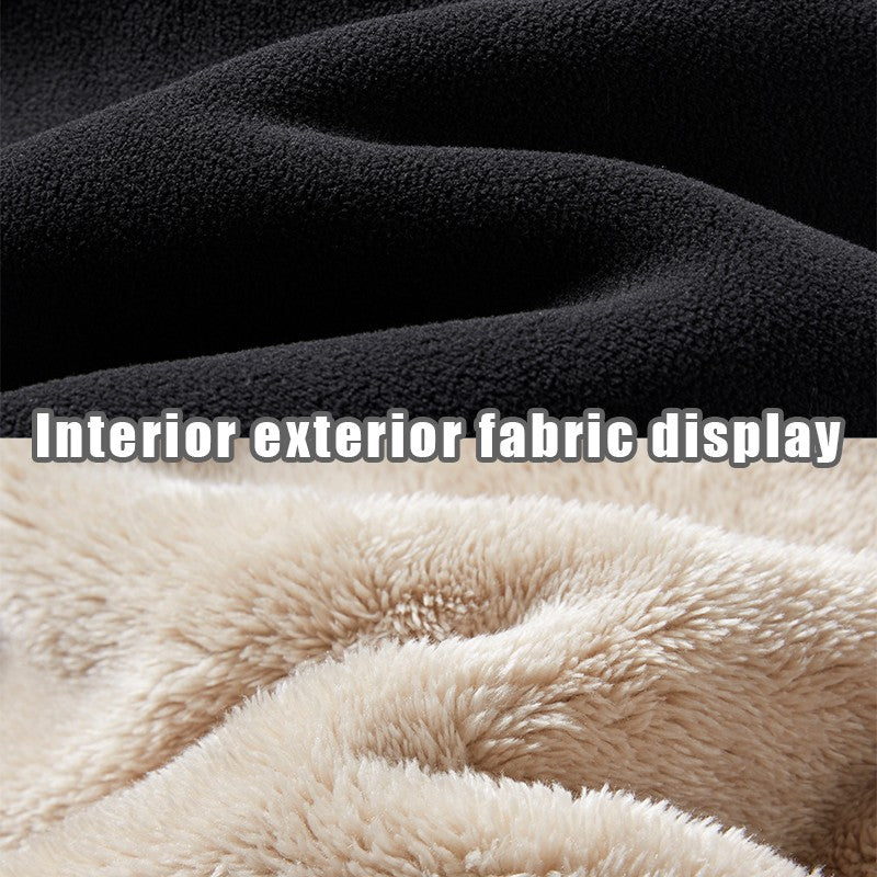 IPPOLICH Mens Winter Casual Pants Outdoor Plush Velvet Thickened Cold-proof Pure Cotton Casual Pants Men Windproof Warm Trousers