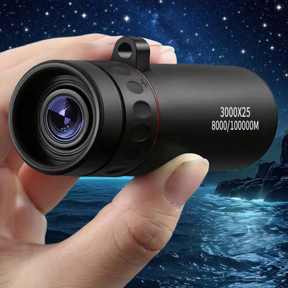 Monóculo de 3000x25 com Zoom HD, Monóculo Profissional para Adultos e Mini Telescópio Portátil, Adequado para Acampamento e Caça ao Ar Livre