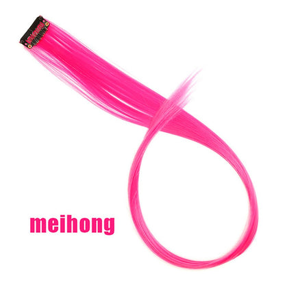 Todas as extensões de cabelo liso longo colorido para mechas, aplique de cabelo arco-íris, mecha de cabelo sintético rosa em tic-tac