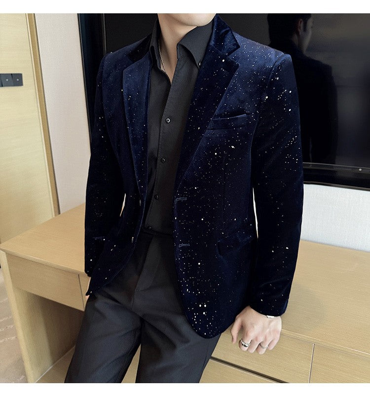 Luxury Velvet Bronzing Suit Jackets Men High Quality Slim Fit Business Elegant Blazer Coat Homme Formal Social Prom Tuxedo 4XL-M