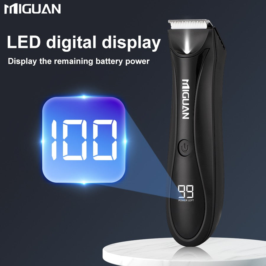 Electric Men's Body Groomer, Hair Clipper & Shaver with USB Charging Docking Station | Features Digital Display | Men's Grooming