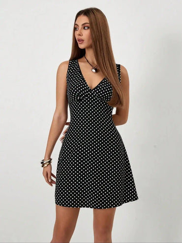 European and American style ultra short mini V-neck dress